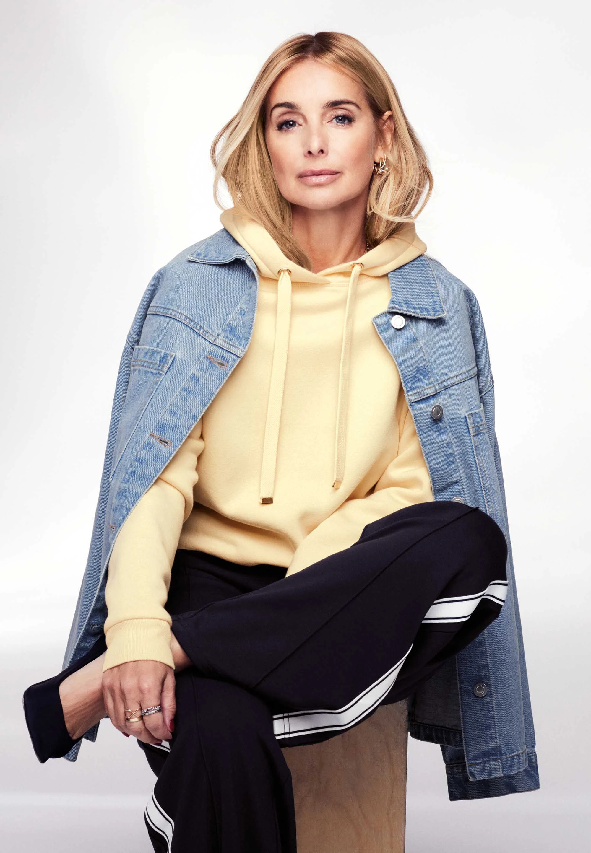Womens Yellow Plain Sweatshirt Hoodie