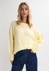 Womens Yellow Side Split Crew Neck Jumper Womens Yellow Side Split Crew Neck Jumper