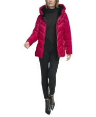 Women's Zip Front Puffer buffer, Red, S Women's Zip Front Puffer buffer, Red, S
