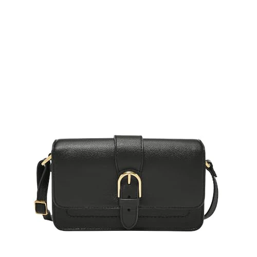 women's Zoey bag, black leather small flap crossbody bag, l: 19.7 cm, w: 3.8 cm, h: 11.4 cm, ZB1937001