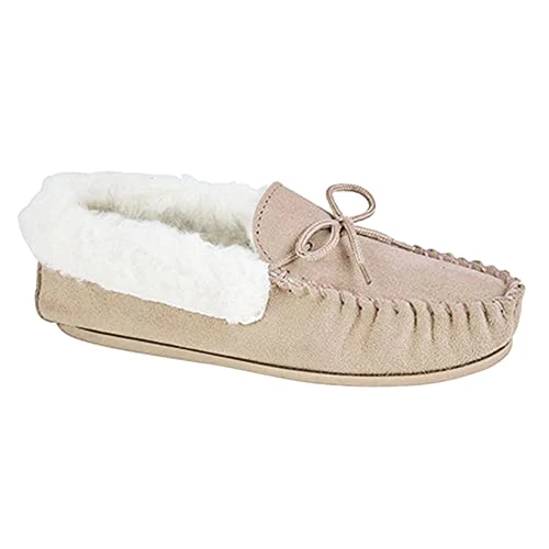 Womens/Ladies Emily Moccasin Slippers (6 UK) (Stone)