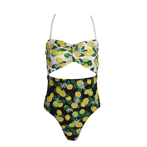 Womens/Ladies Fruit Print Bandeau Swimming Costume (S) (Green)
