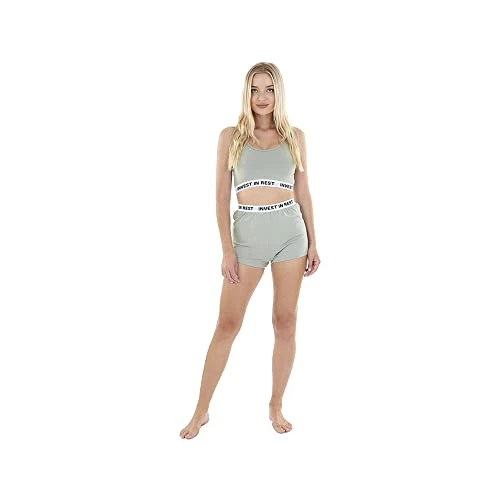 Womens/Ladies Invest in Rest Cropped Pyjama Set (S) (Sage Green)