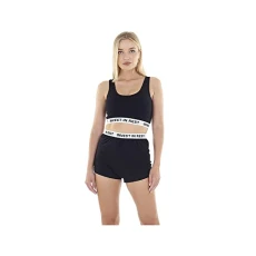 Womens/Ladies Invest in Rest Cropped Pyjama Set (XS) (Black)