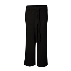 Womens/Ladies Meghan Belted Rib Trousers (L) (Black) Womens/Ladies Meghan Belted Rib Trousers (L) (Black)