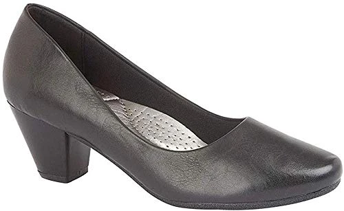 Womens/Ladies PU Leather Plain Court Shoe (45mm Heel) (5 UK) (Black)