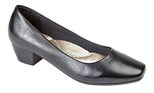 Womens/Ladies PU Leather Plain Court Shoe (55mm Heel) (7 UK) (Black)