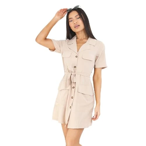 Womens/Ladies Sammy Utility Dress (L) (Stone)