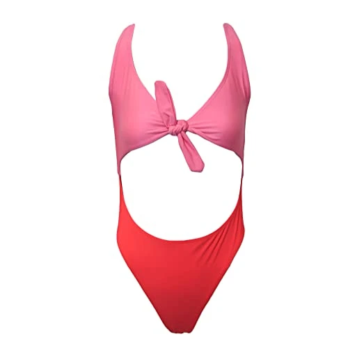 Womens/Ladies Two Tone Swim Suit (S) (Red/Pink)