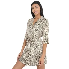 Womens/Ladies Zebra Print Robe (L) (Brown)