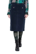 Womenswear Plus Size Curvy Corduroy Midi Skirt Navy Blue 34 821524132-60 Womenswear Plus Size Curvy Corduroy Midi Skirt Navy Blue 34 821524132-60