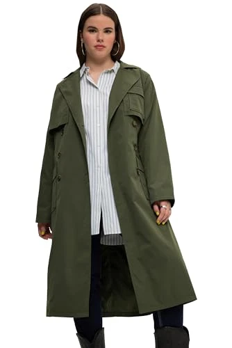 Womenswear Plus Size Curvy Military Style Fully Lined Trench Coat Algae 50+ 828605432-50+