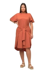 Womenswear Plus Size Curvy Oversize Eco Cotton Wrap Look Short Sleeve Boat Neck Dress Coral 46+ 816555669-46+ Womenswear Plus Size Curvy Oversize Eco Cotton Wrap Look Short Sleeve Boat Neck Dress Coral 46+ 816555669-46+