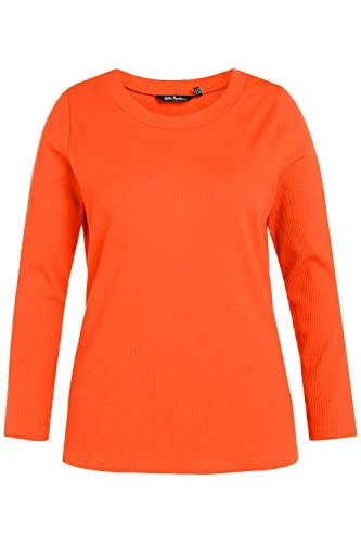 Womenswear Plus Size Curvy Oversize Essential Round Neck Ribbed Texture Stretch Tee Orange 54+ 81282