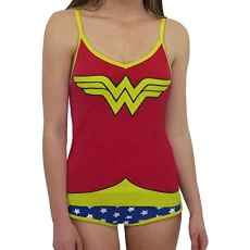 Wonder Woman Juniors Glow in The Dark Camisole and Underwear Set (Teen/Adult), Red, XL Wonder Woman Juniors Glow in The Dark Camisole and Underwear Set (Teen/Adult), Red, XL