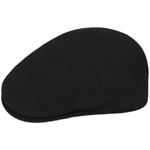 Wool 504 Flat Cap, Black, Small