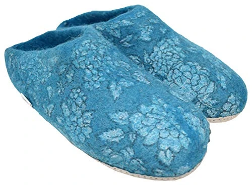 Wool Felt Home Indoor Mule Slippers House Shoes Petrol