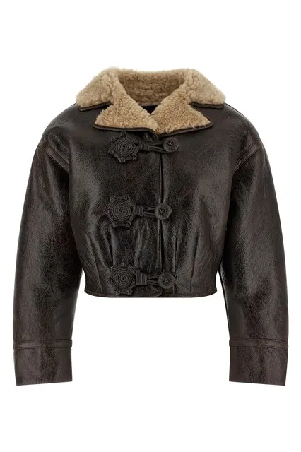 Wool insert sheepskin jacket - Brown