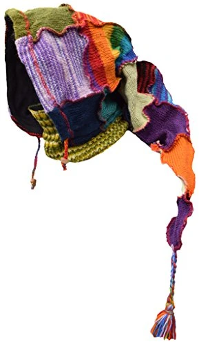 Woolen Fleece Lined Pixie Pointed Long Snood Hood Neckwarmer Wizard Hat Patchwork