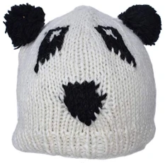Woolen Fleecelined Panda Pom Pom Hat A