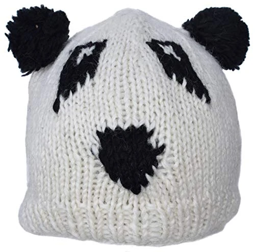 Woolen Fleecelined Panda Pom Pom Hat A