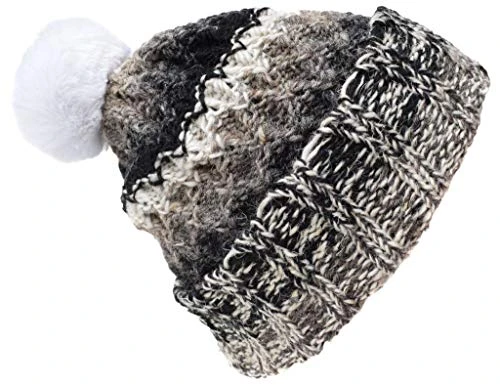 Woolen Knitted Fleece Lined Pom Pom Bobble Hat G