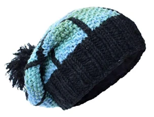 Woolen Patch Knitted Fleece Lined Multicoloured Beanie Hats C