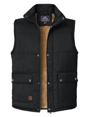 Work Gilet for Men Fleece Lined Winter Thermal Golf Gilet Jackets Mens Gillets Jackets and Body Warmers with Pockets for Outdoor Fishing Hiking Hunting Black