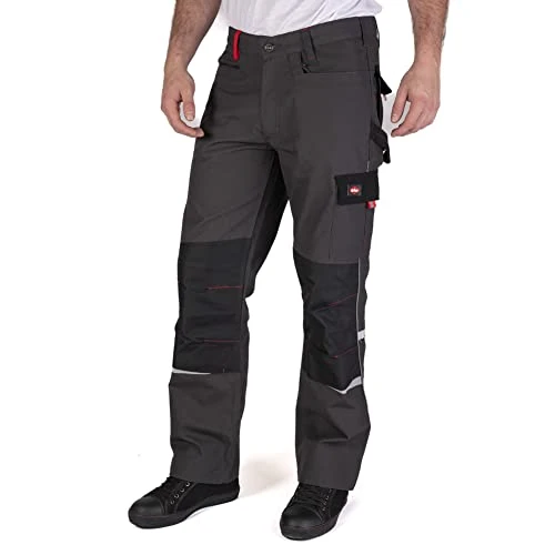 Workwear Mens Multi Pocket Cargo Work Safety Trousers, Grey, 30W/33L