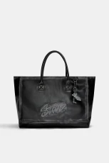 Worn-Effect Stwd Shopper Bag - Black
