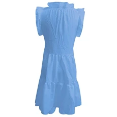 Wrap Dresses Women's Pleated Short Sleeves Solid Patchwork O-Neck Casual Maxi Dress Maxi Dresses Women's Elegant Wedding, blue, XXL