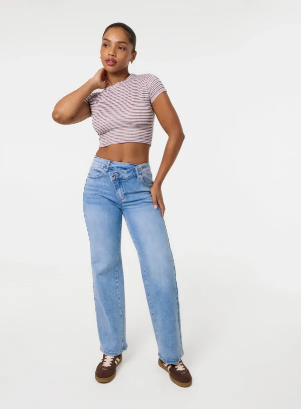 Wrap Front Jeans - - LIGHT DENIM