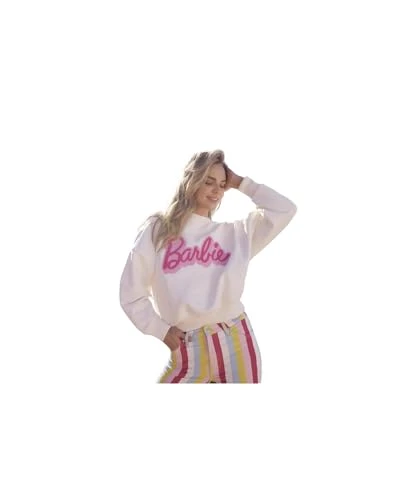 x Barbie Women's Worn White Sweatshirt, White, Large