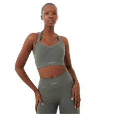 x Sophie Habboo Womens Sculpt Y Back Sports Bra Light Khaki M