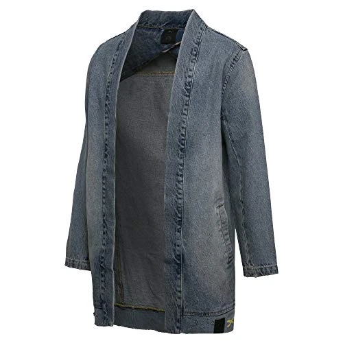 x XO Long Sleeve Bleached Denim Mens Kimono 575584 77