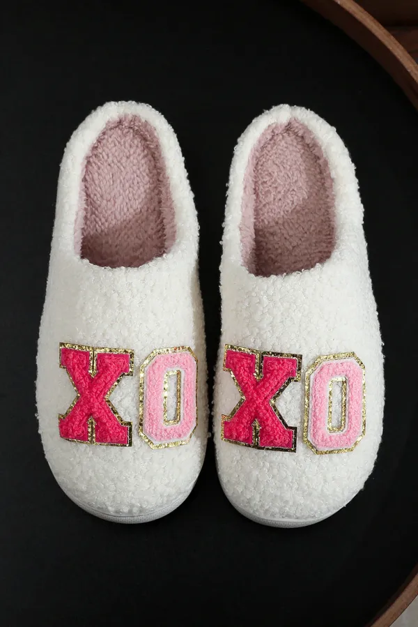 XO XO Letter Glitter Slippers - White / 42