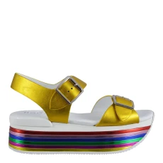 Yellow Double Buckled Platform Sandals