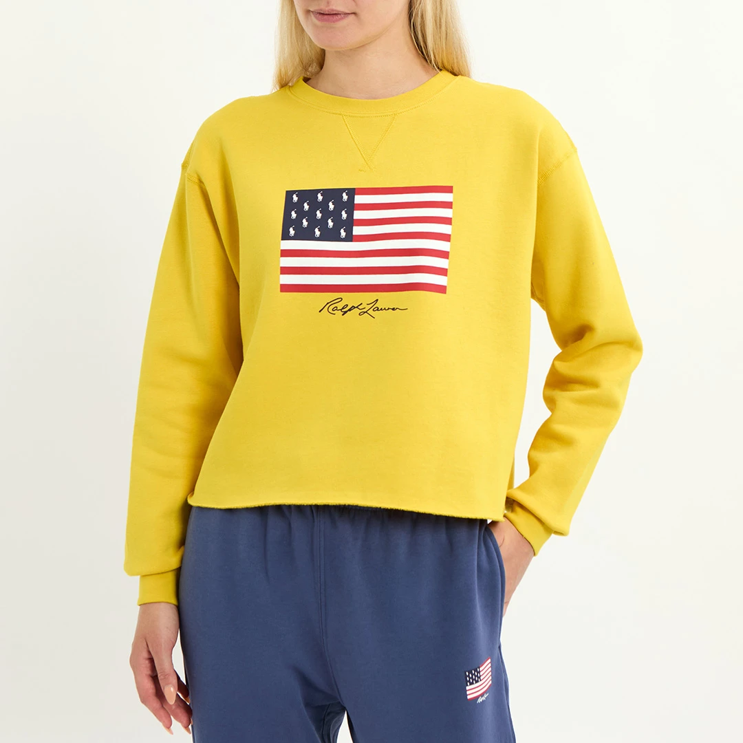 Yellow Flag Logo Cotton Blend Sweatshirt