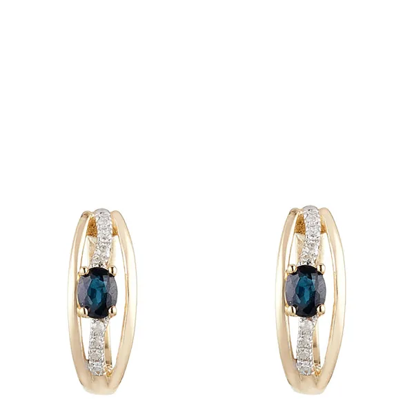 Yellow Gold Sapphire Earrings - Silver