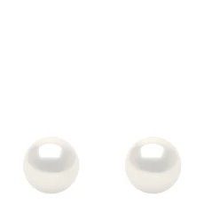 Yellow Gold/White Real Freshwater Pearl Round Earrings