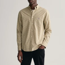 Yellow Regular Poplin Micro Check Cotton Shirt
