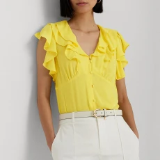 Yellow Ruffle Trim Georgette Blouse