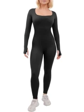 ® Yoga Jumpsuit for Women UK Tummy Control shapewear Long Sleeve Square Neck Stretchy All in One Unitard Playsuit Ribbed Workout Bodysuit Padded Sports Gym Daily Wear Skinny Tracksuit ® Yoga Jumpsuit for Women UK Tummy Control shapewear Long Sleeve Square Neck Stretchy All in One Unitard Playsuit Ribbed Workout Bodysuit Padded Sports Gym Daily Wear Skinny Tracksuit