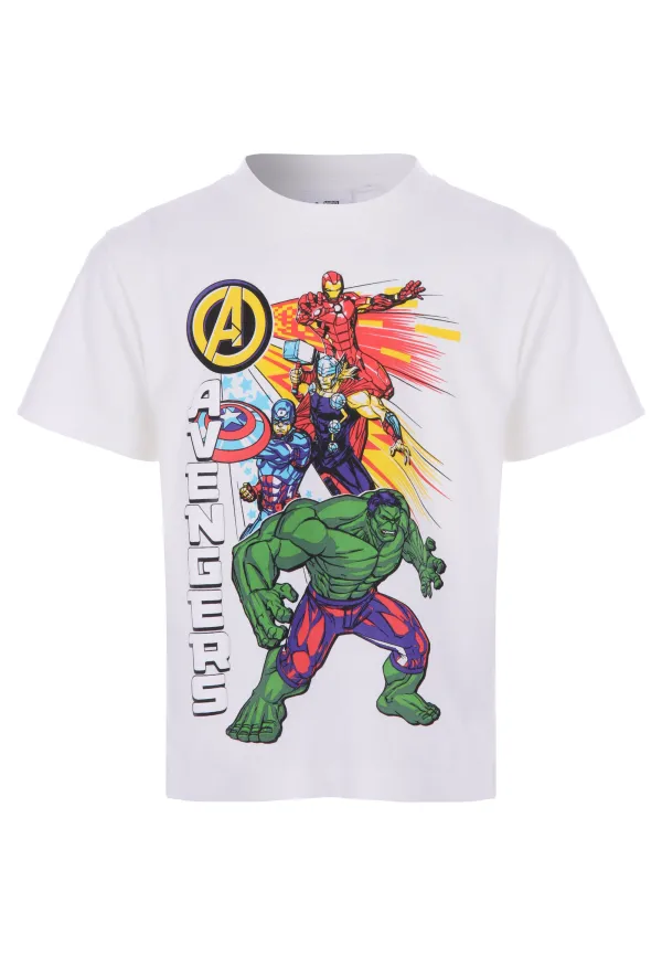 Younger Boys Ecru Avengers T-shirt