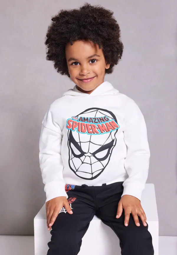 Younger Boys Ecru Spider-Man Graphic Hoody