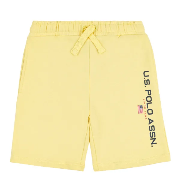 Younger Boys Lime Side Logo Cotton Shorts - Yellow