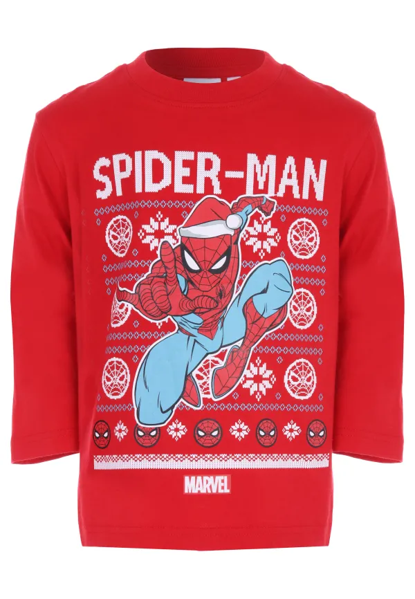 Younger Boys Red Christmas Spider-Man T-Shirt