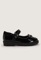 Younger Girls Black Bow Patent Mary Janes Younger Girls Black Bow Patent Mary Janes