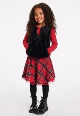 Younger Girls Black Plain Fluffy Gilet Younger Girls Black Plain Fluffy Gilet