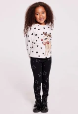 Younger Girls Cream Heart Print Reindeer Sequin Sweatshirt